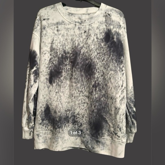 LULULEMON PERFECTLY OVERSIZED CREW *TIE DYE IN MARBLE DYE CLASSIC NAVY SZ M - Picture 5 of 7